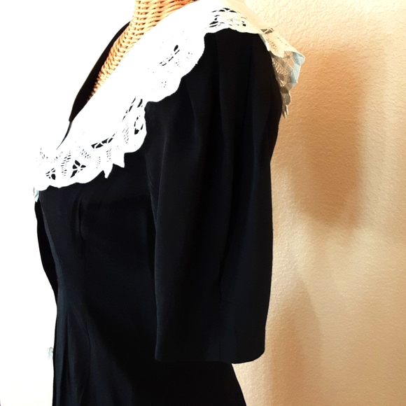 Vintage Knapp Studio Black Dress with Lace Collar💖💖💖NWT - Picture 4 of 8
